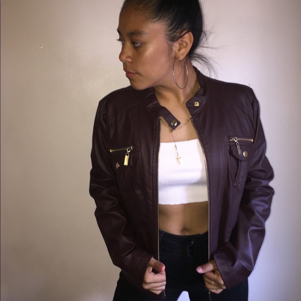 Burgundy leather jacket